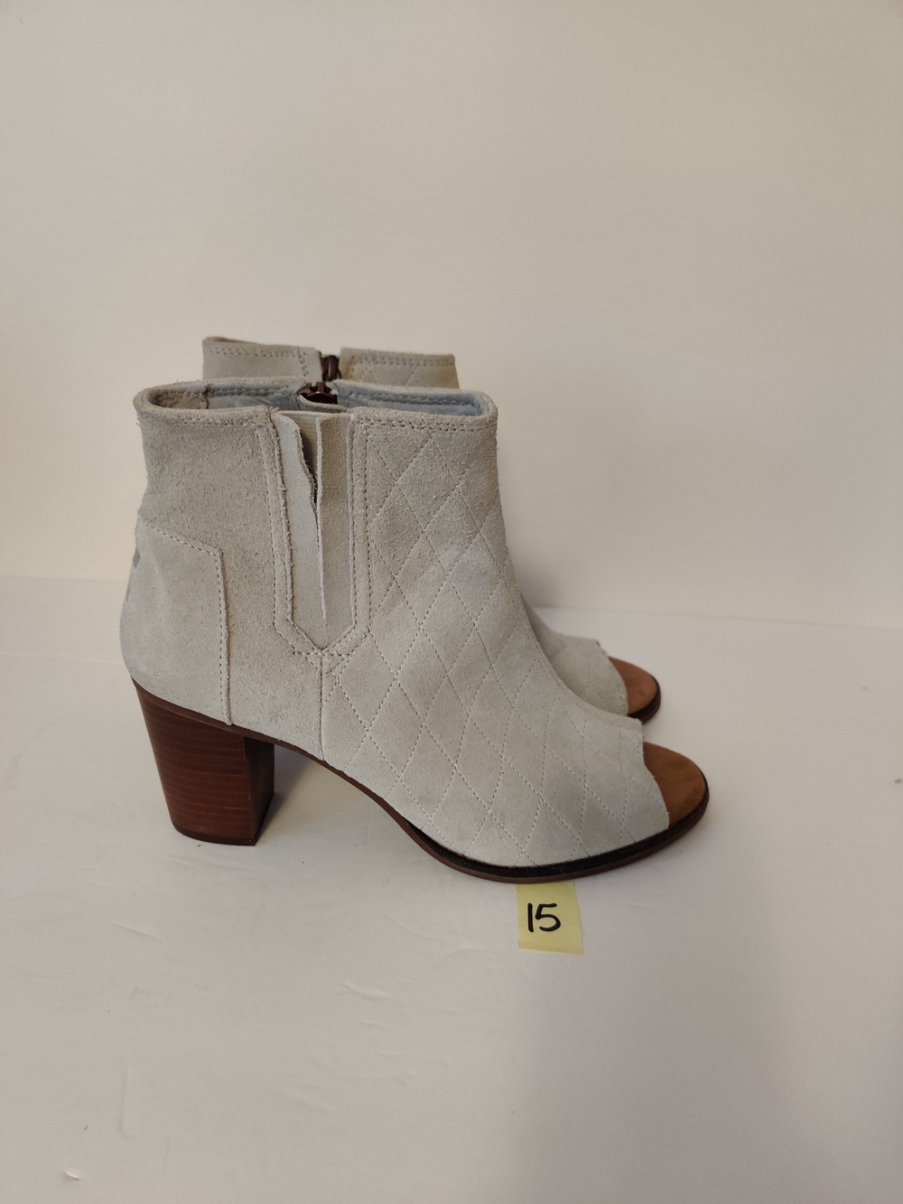 Toms Suede Peep-Toe Ankle Booties in Light Gray 10